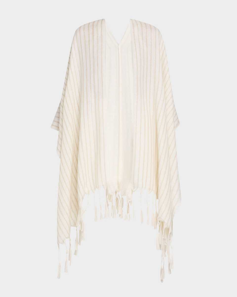 Tassel Metallic Wool Poncho